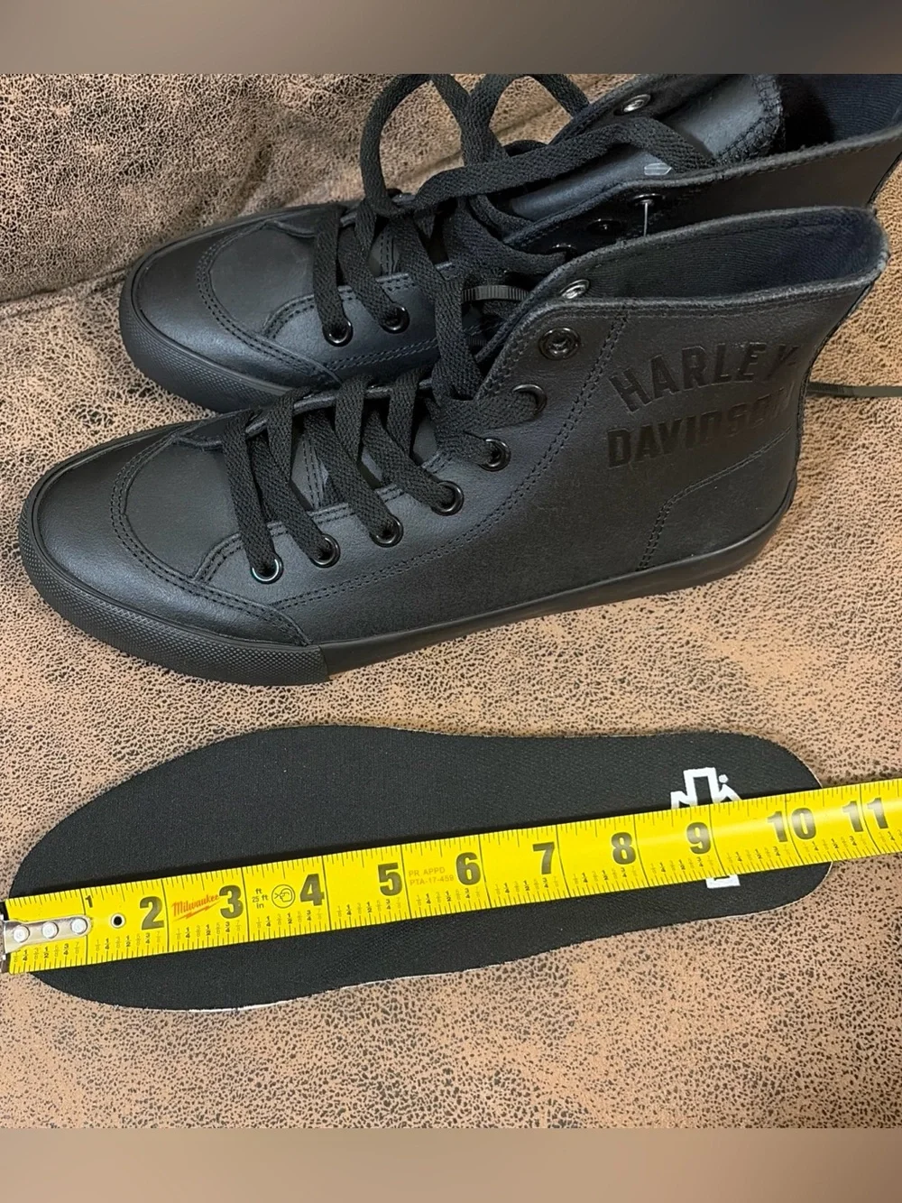 Harley-Davidson Men's Nathan High-Top Black or White Leather Sneakers Size 8
